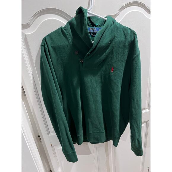 Polo Ralph Lauren Estate Rib Green Shawl Collar Pullover Sweatshirt Men’s M - Picture 1 of 8
